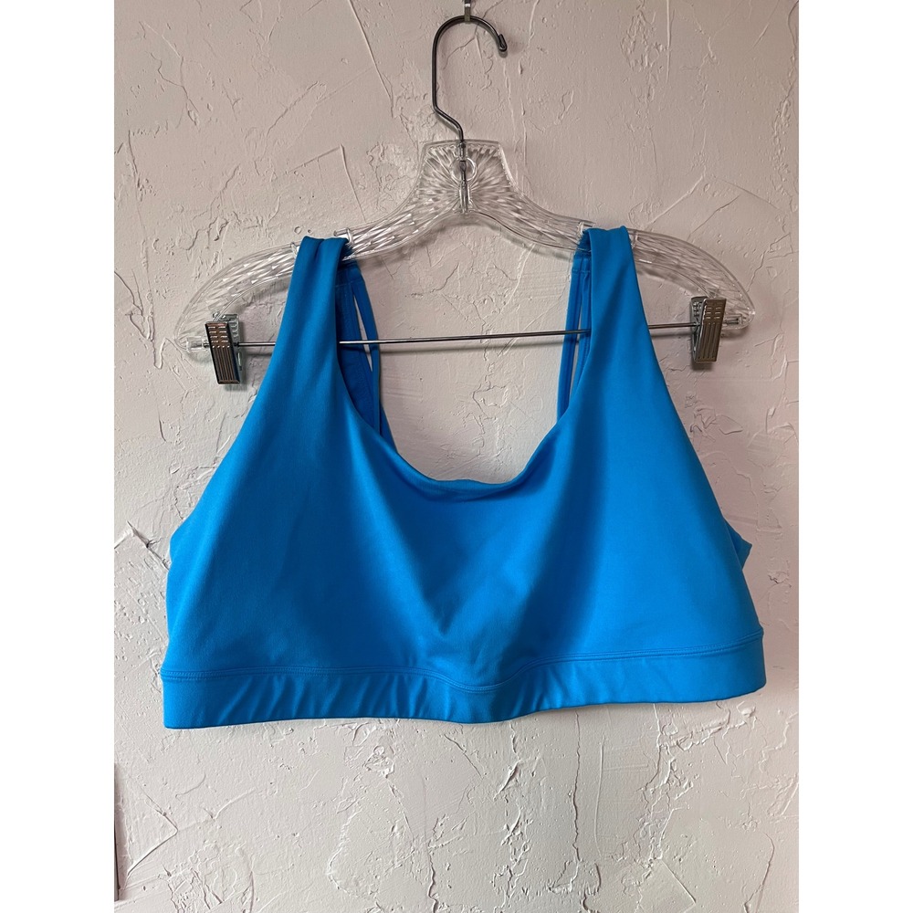 Athleta Blue Strappy‎ Crossover Back Sports Bra Plus Size 2X Scoop Neck